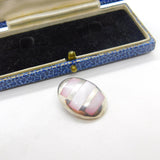 Sterling Silver Pink Dyed Mother of Pearl Charm Pendant Vintage c1970
