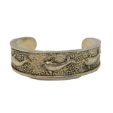 Sterling Silver Dolphin Scene Patterned Open Toe Ring Vintage c1970 Size F