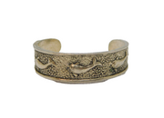 Sterling Silver Dolphin Scene Patterned Open Toe Ring Vintage c1970 Size F
