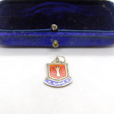 Sterling Silver & Enamel Wales Leek Shield Charm Pendant Vintage c1970