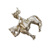 Sterling Silver Queen Elizabeth II on Horseback Charm Pendant Vintage c1970s
