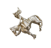 Sterling Silver Queen Elizabeth II on Horseback Charm Pendant Vintage c1970s