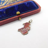 Sterling Silver and Coloured Enamel Map Outline 'Wales' Charm Vintage c1970