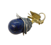 19th Century Russian Silver & Blue Enamel Chevalier Helmet Pendant Antique