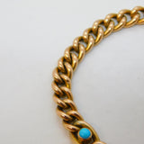 Edwardian 9ct Rose Gold & Turquoise Set Curb Link Bracelet Antique c1910s