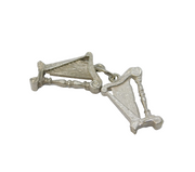 Sterling Silver Pair of Musical Harps Charm Pendant Vintage c1970