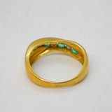 18ct Yellow Gold, Emerald & Diamond Set Crossover Ring Vintage c1970