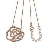 Rose Gold on Sterling Silver Spinel Set Floral Pendant Necklace Vintage