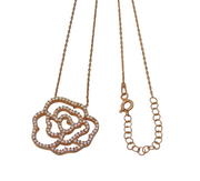 Rose Gold on Sterling Silver Spinel Set Floral Pendant Necklace Vintage