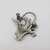 Sterling Silver Marcasite Set Basket of Flowers Brooch Pin Antique c1930