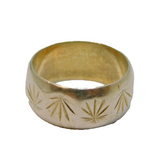 Sterling Silver Leaf Pattern Textured Band Ring Vintage c1970 Size I 1/2