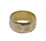 Sterling Silver Leaf Pattern Textured Band Ring Vintage c1970 Size I 1/2