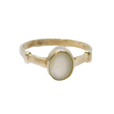 Sterling Silver Oval Natural Shell Dress Band Ring Vintage c1970 Size N