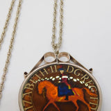 Sterling Silver Mounted Vitreous Enamel Jubilee Crown Coin Necklace Vintage