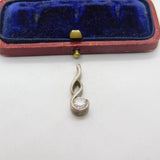 Sterling Silver Diamond Paste Drop Charm Pendant Vintage c1970