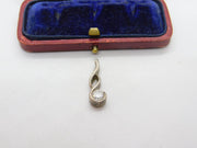 Sterling Silver Diamond Paste Drop Charm Pendant Vintage c1970