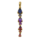 9ct Yellow Gold, Multi-Colour Stone Set Drop Pendant Vintage c1980