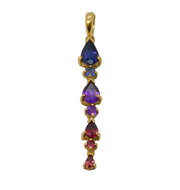 9ct Yellow Gold, Multi-Colour Stone Set Drop Pendant Vintage c1980