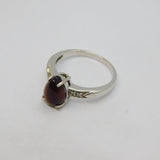 Sterling Silver Peardrop Tiger's Eye & Diamond Ring Vintage c1970 Size N 1/2