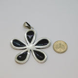 Sterling Silver Large Natural Shell Flower Charm Pendant Vintage c1970