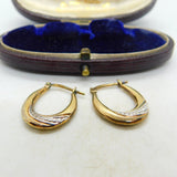 Sterling Silver Gilt Bicolour and Diamond Paste Hoop Earrings Vintage c1970