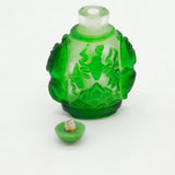 Mid-20th Century Chinese Green Glass Snuff Bottle Horse & Animal Scenes