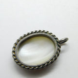 Sterling Silver and Mother of Pearl Oval Charm Pendant Vintage c1970