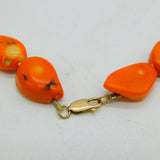 9ct Gold Clasp Pressed Amber Beaded Necklace Antique c1890 Victorian