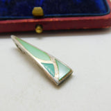 Sterling Silver and Green Mother of Pearl Pendant Vintage c1970