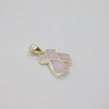Sterling Silver Pink Shell Set Cross Shaped Charm Pendant Vintage c1970