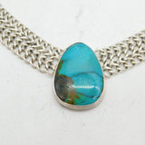 Large Mexican Style Sterling Silver & Turquoise Statement Necklace Vintage