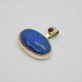 Sterling Silver Sodalite & Almandine Garnet Studio Charm Pendant Vintage c1970s
