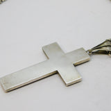 Victorian Sterling Silver Floral Micro-Mosaic Cross Necklace Antique c1860