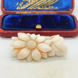 Chinese Carved Angel Coral Flower Buckle Antique c1890 Victorian