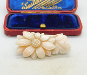 Chinese Carved Angel Coral Flower Buckle Antique c1890 Victorian