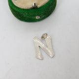 Sterling Silver N Initial Charm Pendant Vintage c1970
