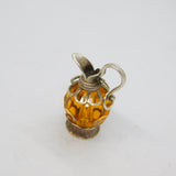 Sterling Silver Jug Or Pitcher With Orange Crystal Charm Pendant Vintage c1970s