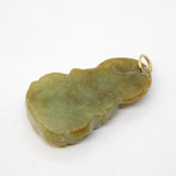 19th Century 9ct Yellow Gold & Carved Jade Buddha Pendant Antique c1890