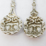 Pair of 19th Century Italian .800 Silver Face Form Teaspoons Antique c1890