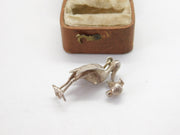 Sterling Silver Stork Carrying the Baby Charm Pendant Vintage c1970