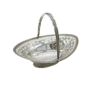 George III Sterling Silver Pierced Crescent Swing-Handle Basket Antique London