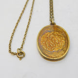 Sterling Silver Gilt Floral Pattern Pendant Necklace Vintage London 1980