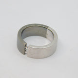 Sterling Silver Two-Tone CZ Set Chunky Band Ring Vintage c2000 Size R