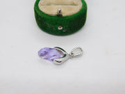 Sterling Silver Amethyst Drop Charm Pendant Vintage c1970