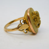 Georgian 9ct Gold Carved High-Relief Lava Cherub Dress Ring Antique c1820s