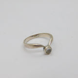 Sterling Silver Cabochon Moonstone Wishbone Dress Ring Modern c1990 Size K 1/2