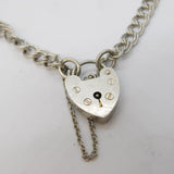 Sterling Silver Double-Link Charm Bracelet Heart Lock Clasp Vintage London