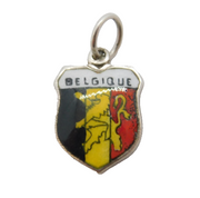 Sterling Silver Enamel Belgium Charm Pendant Vintage c1970s