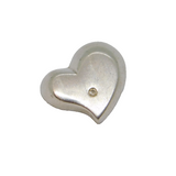 Sterling Silver Diamond Set Brushed Heart Pendant Contemporary c2000s