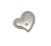 Sterling Silver Diamond Set Brushed Heart Pendant Contemporary c2000s
